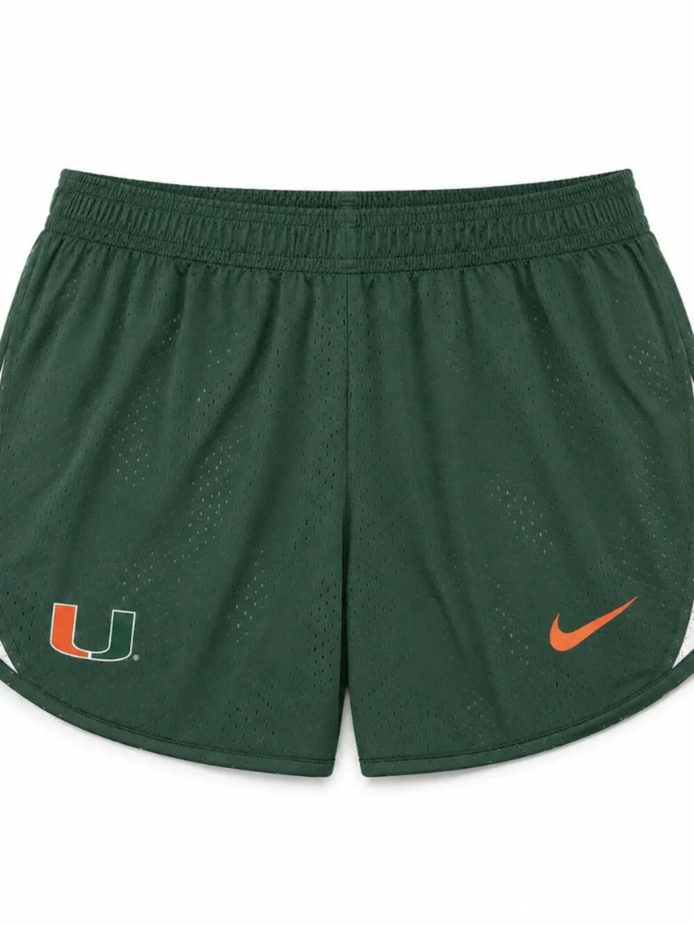 Nike Women's Miami Hurricanes Dri-Fit Mod Tempo Shorts Green Large $46 Value